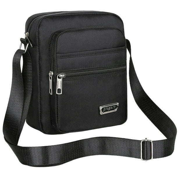 Bolso Hombre Vertical Bolso Bandolera Multibolsillos Bolso Hombro Impermeable (4 Negro) (4 Negro)