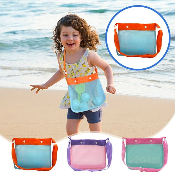 kladzum Beach Tote Bag, Double Buckle Beach Bag Mesh Toy Bag Children's Beach Bag Hollow Storage Bag
