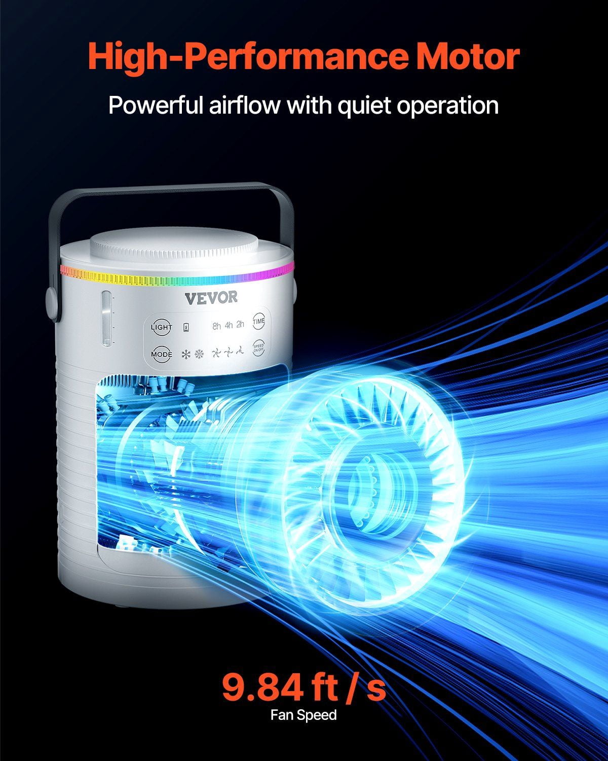 Evaporative Air Cooler & Portable AC - 0.6L Water Tank, 3 Speeds, 4-in-1 Cooling System for Small Rooms