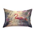 thumbnail image 3 of Haosy Satin Pillowcase for Hair and Skin Standard Cooling Silk Pillow Case with Envelope Closure Flamingos Dance in Forest Water 20"x40", 3 of 9
