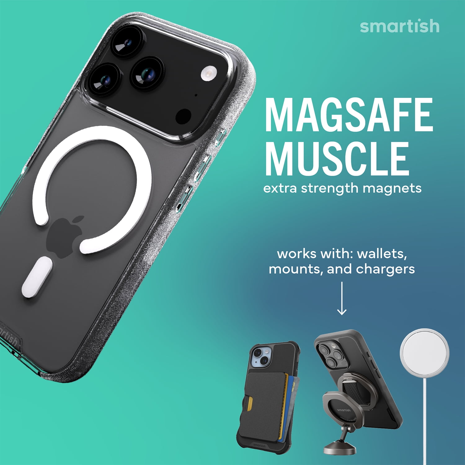 Smartish® iPhone 17 Pro MagSafe Clear Case - Gripmunk Magnetic Slim Case [Lightweight + Protective] Anti-Yellowing Thin Grip Clear Cover for Apple iPhone 17 Pro - Clearly Clear