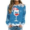 thumbnail image 2 of TIMIFIS Cadeaux de Noël Chandail Col Rond pour Femmes Hauts Décontractés Hiver Verre de Vin Rouge Chapeau de Père Noël Imprimé Chandail à Manches Longues Bonne Année, 2 of 4
