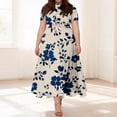 thumbnail image 2 of LWavelet Women's Plus Size Vintage Floral Maxi Dress Short Sleeve Tie Waist Casual Retro Boho Dress with Pockets Light pink 3XL, 2 of 7