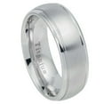 thumbnail image 1 of Custom Personalized Engraving Wedding Band Ring Set for Him & Her Titanium Band 8mm White IP Plated Titanium Ring Domed Brushed Center Stepped Edge, 1 of 6
