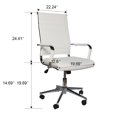 thumbnail image 7 of Okeysen Mid-Back Ribbed Home Office Desk Chair Upgraded Seat Ergonomic Leather Conference Room Swivel Chairs Adult, White, 7 of 7