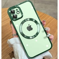 Magnetic Clear for iPhone 11 Case with Exlusive Build-in Camera Cover [No.1 Strong N52 Magnets] [Compatible with Magsafe] for Women Girls Phone Case (6.1")-Green