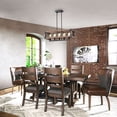 thumbnail image 2 of The Lighting Store Aurora Antique Black Rectangular Metal and Natural Wood Chandelier, 2 of 4