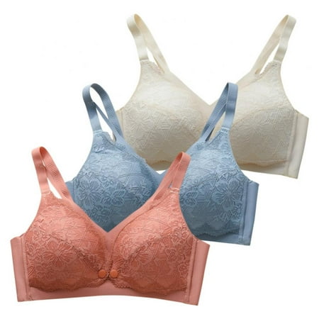 

3 Pack Wireless Lace Nursing Bra – Lightly Padded Supportive Breastfeeding