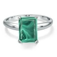 thumbnail image 3 of Gem Stone King PLAT-900 Platinum Green Malachite Engagement Ring for Women | 5.00 Cttw | Emerald Cut 10X8MM | Gemstone Birthstone | Size 5, 3 of 6