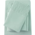 thumbnail image 1 of czcpp-Green Full Sheets, Luxury Hotel Cozy Queen Draps Sheets with Ruched Hem, Soft Microfiber Cooling Summer Sheets, 1 of 4
