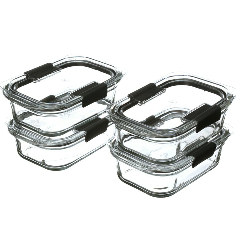 Rubbermaid Brilliance Glass Set of 4 Food Storage Containers with Latching  Lids, 3.2 Cups