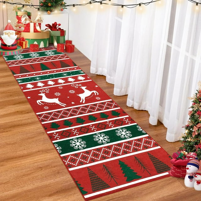 Christmas Area Rug – Washable Non-Slip Holiday Floor Carpet with Festive Pattern, Soft Indoor Decorative Mat for Living Room, Bedroom, Entryway, and Home Decor