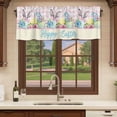 thumbnail image 6 of Easter Curtain Valances for Windows, Kitchen Valance Window Treatments Panel 2 Pack, Spring Watercolor Bunny Eggs Flowers Pink Plaid Rod Pocket Short Curtains for Bathroom Bedroom 54 x 18 Inch, 6 of 8