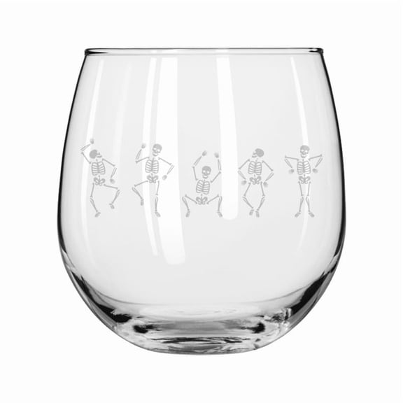Wine Glass for Red or White Wine Gift Dancing Skeletons Halloween (16 oz Stemless)