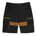 thumbnail image 3 of BUWTTED Men's Casual Pants Summer Hiking Work Durable Cargo Shorts with Zipper Multiple Pockets Comfortable Workwear Breathable Black Pants XXXL, 3 of 4