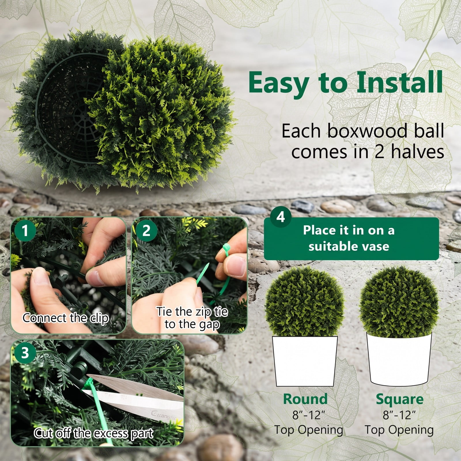 ALPULON 2 Pieces 18 Inch Faux Boxwood Topiary Balls, Indoor Outdoor Artificial Decorative Balls for Patio Garden Front Door Balcony and Backyard, Green