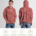 thumbnail image 5 of POBUDS Hoodie, Regular Fit Sporty Pullover Hooded Sweatshirt for Men Women Red Line Heart Pattern 3XL, 5 of 6