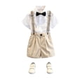 thumbnail image 4 of WhouRiu Boys Formal Outfits Short Sleeve Dress Shirts Suspender Pants Sets Kids Summer Party Clothes, 4 of 5