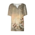 thumbnail image 5 of Brilliant Tunic Tops for Women Women's Fashion Printed Short Sleeves Blouse Round Neck Casual Brown XL, 5 of 5