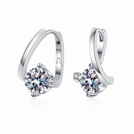 Leander 925 Sterling Silver Moissanite Women's Earrings, Luxurious and Stylish, 1 Carat D-Color Moissanite Stud Earrings