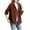 Brown, variant on Uaswgudfs Women's Corduroy Hooded Jacket, Casual Button-Front Long Sleeve Coat with Pockets - Everyday Outerwear Blue L