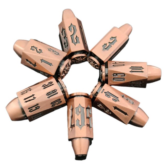 2024 Metal Polyhedral Bullet Dice Set for DND & RPG - Unique Bullet Shaped Design, Sturdy Metal, Easy to Roll, 7-Dice Set Included