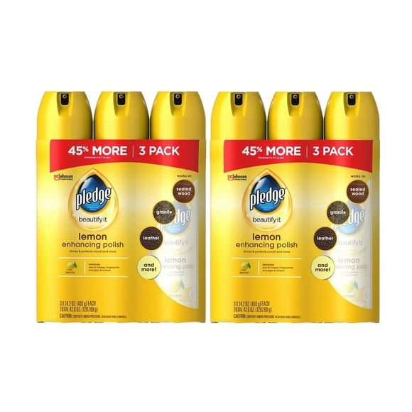 2 Packs Pledge Cirage de Meubles Propres au Citron (14,2 Oz, 3 Pk.)