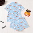 thumbnail image 4 of Likimi Kids Toddler Girls Halloween Pajamas Set Short Sleeve Hallowmas Ghost Print Lapel Button Down Pjs Tops With Shorts For Party Fashionable Homewear, 4 of 9