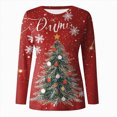 thumbnail image 4 of Towmus Womens Tops Long Sleeve Fall Women's Casual Print Sweatshirts Thermal Crewneck Long Sleeve T-Shirts Loose Fitting, 4 of 4