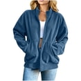 thumbnail image 2 of TGSLY Corduroy Sweatshirt for Women Casual Full Zip Front Long Sleeve Jacket Oversized Fit Stand Collar Solid Color Fall Coat with Pockets XL, 2 of 8