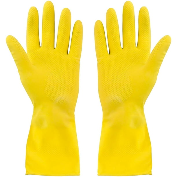 Yellow Cleaning Dish Gloves, Professional Natural Rubber Latex