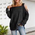 thumbnail image 2 of CAIXIA Fall Sweaters For Women Off Shoulder Long Sleeve Pullover Tops Soft Basic Clothes Elegant Shirts Daily Work Outfits Fall Winter Clothes,Black, 2 of 6