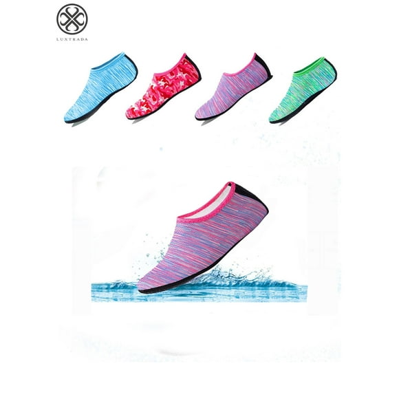 Water Shoes Barefoot Quick-Dry Aqua Water Socks Slip-on for Men Women Fit Beach Swim Diving Surfing and Yoga Exercise "Line Purple, L"