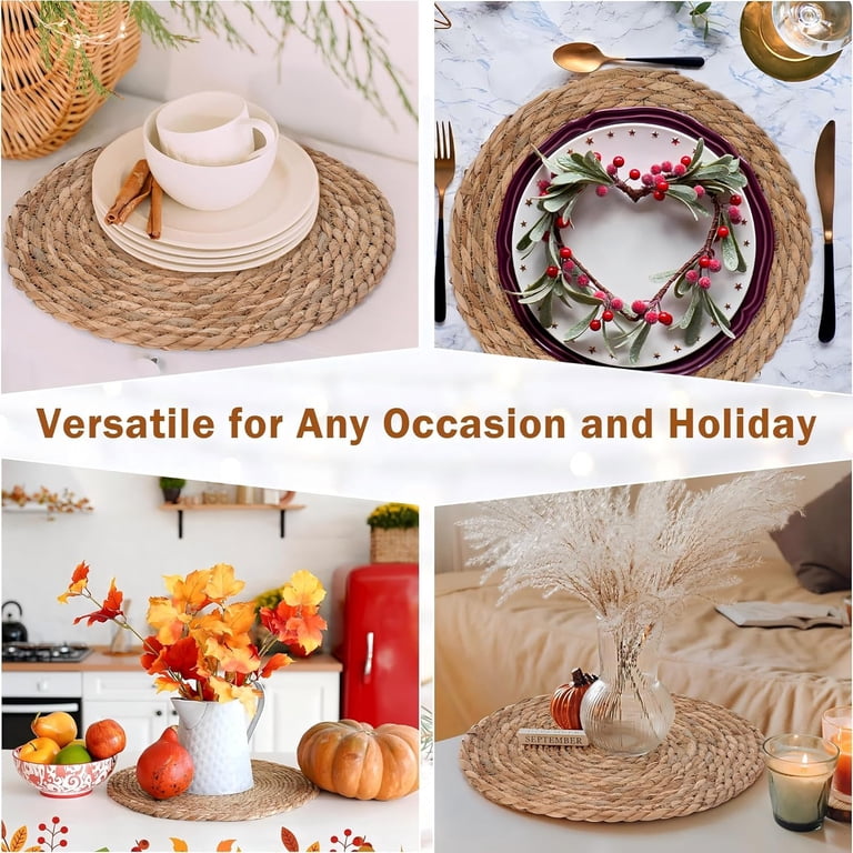 Bevtee Round Woven Water Hyacinth Placemats, Set Of 6 photo 3