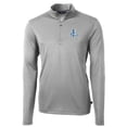 thumbnail image 2 of Men's Cutter & Buck Gray Detroit Lions Throwback Logo Virtue Eco Pique Recycled Quarter-Zip Big & Tall Pullover Top, 2 of 3