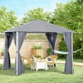 thumbnail image 3 of Outsunny 10' x 10' Patio Gazebo Tent, Canopy with Sidewalls & Mesh, Gray, 3 of 9