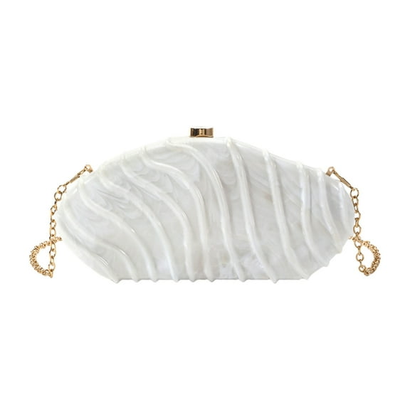 FENOHREFE Unique Irregular Shell Acrylic Clutch Bag For Wedding And Evening Parties Shoulder Crossobdy Purse Party Handbag