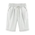 thumbnail image 3 of QATAINLAV Shorts for Women Trendy Summer, Linen Shorts for Women Casual High Waisted Wide Leg Drawstring Cute Summer Beach Shorts 2025 Fashion Vacation Outfit Prime Sales Today White 3XL, 3 of 4