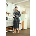 thumbnail image 2 of U2SKIIN Mens Fleece Robe, Soft Warm Long Plush Shawl Collar Fleece Bathrobe(Gray, S-M), 2 of 5