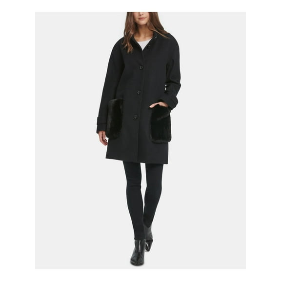 DKNY Womens Black Coat Petites Size: PM