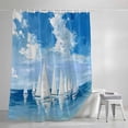 thumbnail image 4 of Summer Theme Shower Curtain, 36" x 72", Oil Painting Ocean Wave Sailboats Cloud Blue Sky Waterproof Bathroom Curtain Washable Shower Curtain Set with 12 Hooks, 4 of 8