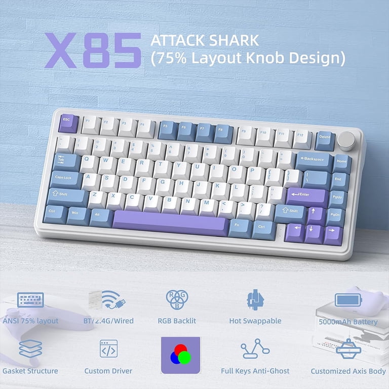 ATTACK SHARK X85 Wireless Mechanical Keyboard 75% Gasket-mounted