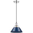 thumbnail image 1 of Beaumont Lane Medium Steel Pendant in Chrome and Navy Blue, 1 of 3