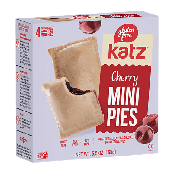 Katz Gluten Free Cherry Mini Pies, Real Fruit Snack, Gluten Free, Nut Free, Kosher (1 Pack of 4 Mini-Pies, 5.5oz)