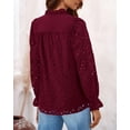 thumbnail image 2 of Blusa para Mujer PRETTYGARDEN Roja Vino Manga Larga con Encaje Talla M, 2 of 6