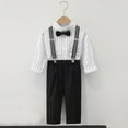 thumbnail image 2 of bbymog Boys Dress Suit Boy Clothes Sets Bowtie Shirts Suspenders Pants 3Pcs Gentleman Outfits Suits 1-12 Years Black B 8 Years, 2 of 6