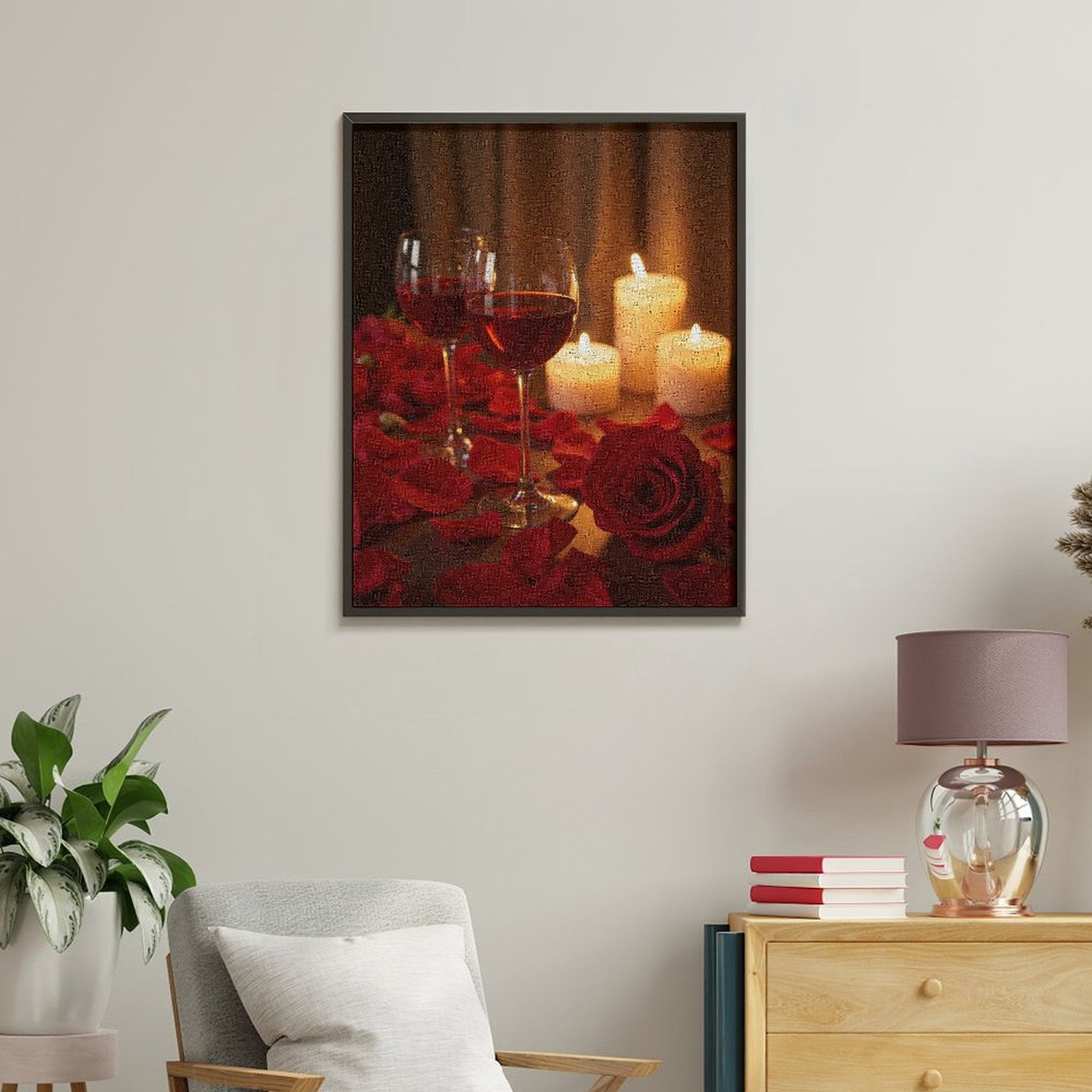 Paint By Numbers Kit for Adults Beginner - DIY Romantic Evening Wine Candles Roses Canvas Painting Kits for Adults, Frameless Paint By Number for Adults for Home Wall Decor 16x20 Inch