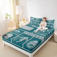 thumbnail image 5 of Homewish Football Rugby Teens Twin Sheet Sets, Modern Sports Athlete Twin Fitted Sheet, Teal Cartoon Helmet Flat Sheet, Super Cozy Room Decor, 3-Piece, 5 of 8