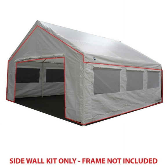 King Canopy 18' x 20' Carport Canopy Sidewall Kit w/ Flaps and Bug Screen Windows