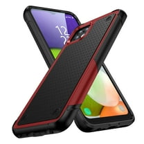 ELEHOLD for Samsung Galaxy A22 5G 2021 Fit Case, Military-Grade Dual Layer Raised Frame Screen & Camera Lens Protective Armor Hybrid PC TPU Anti-Drop Shockproof Slim Rugged Case,Red